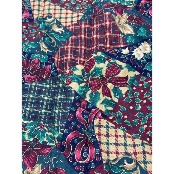 Christmas table cloth dinning decor red green lace border bows ivy 58x78" READ - Picture 5 of 7